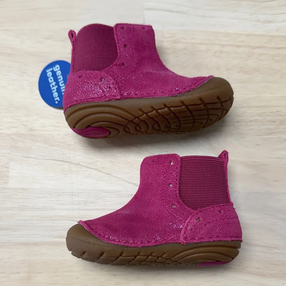 New! Stride Rite sparkly pink zip leather boots